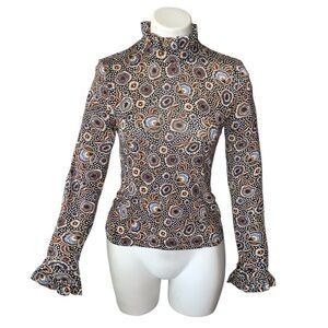 STINE GOYA Manila Ruffle Mock Neck Top New Orchid